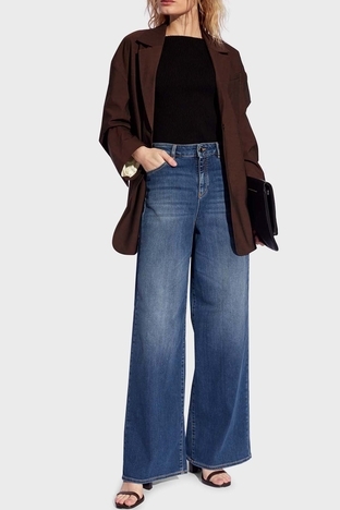 Emporio Armani - Emporio Armani J1C Yüksek Bel Regular Fit Geniş Paça Jeans Bayan Kot Pantolon 3D2J1C 2DY4Z 0942 LACİVERT (1)
