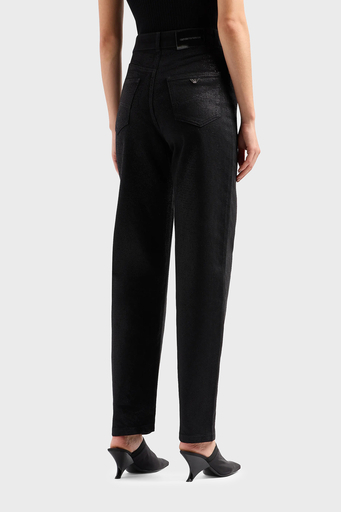 Emporio Armani J2A Parıltılı Straight Fit Düz Paça Jeans Bayan Kot Pantolon 3D2J2A 2NY1Z 0999 SİYAH