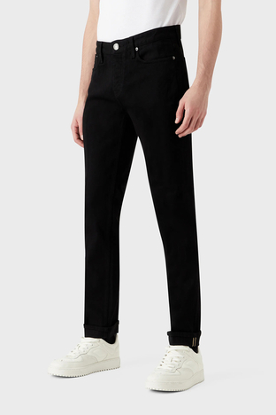 Emporio Armani - Emporio Armani J75 Pamuklu Normal Bel Slim Fit Jeans Erkek Kot Pantolon 3R1J75 1DQIZ 0005 SİYAH