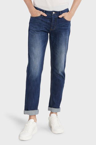 Emporio Armani - Emporio Armani J75 Pamuklu Normal Bel Slim Fit Jeans Erkek Kot Pantolon 6R1J75 1DQSZ 0942 KOYU MAVİ