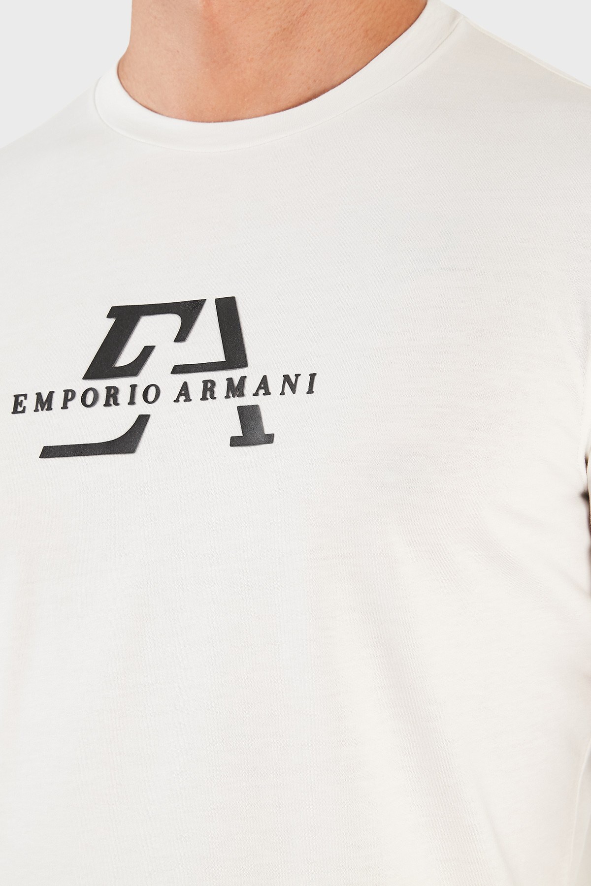 Emporio Armani Logo Baskılı Bisiklet Yaka % 100 Pamuk Erkek T Shirt S 3K1TL7 1JULZ 0101 BEYAZ
