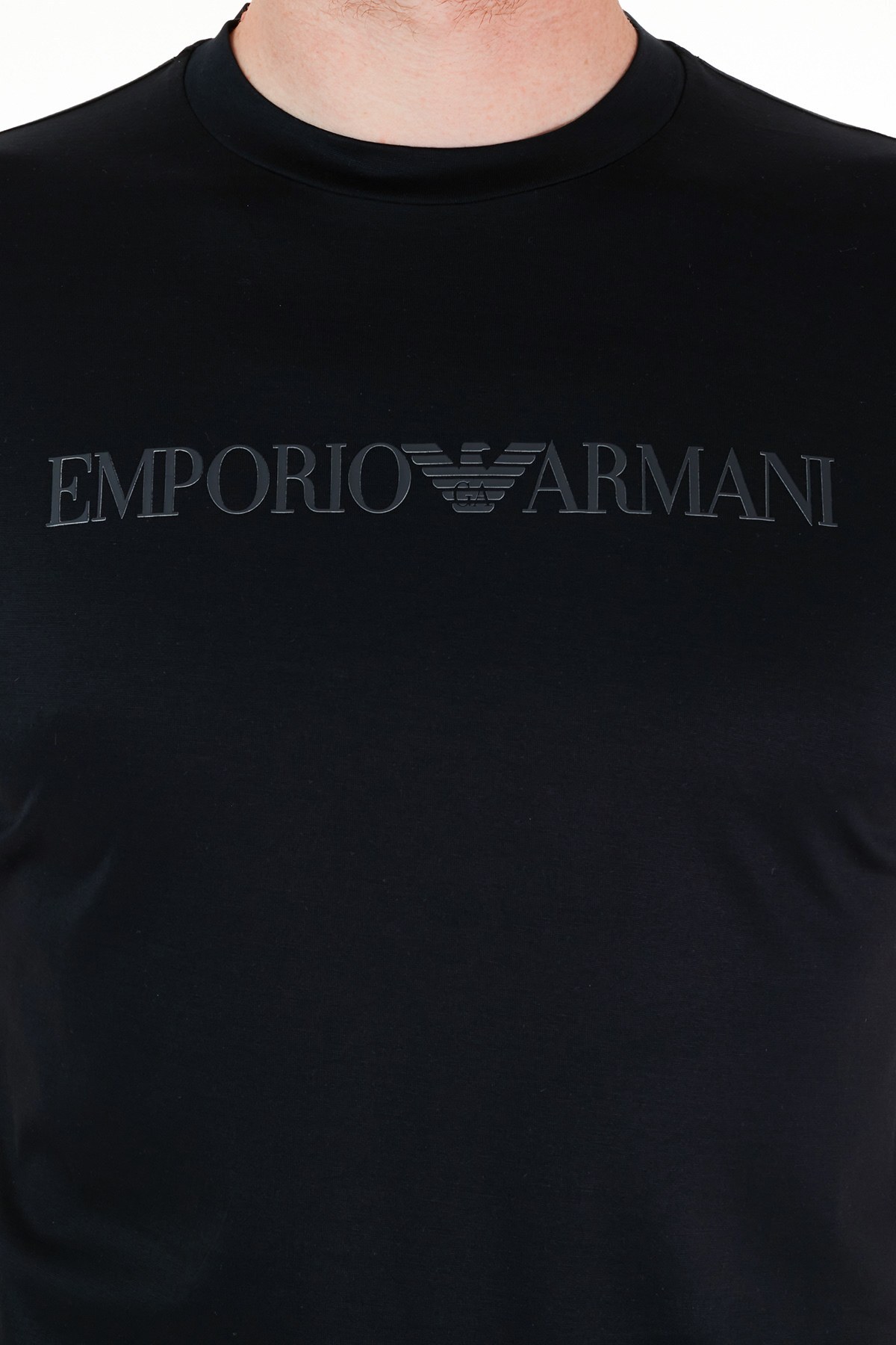 Emporio Armani Logo Baskılı Bisiklet Yaka Erkek T Shirt 3K1TAG 1JUVZ 0035 LACİVERT
