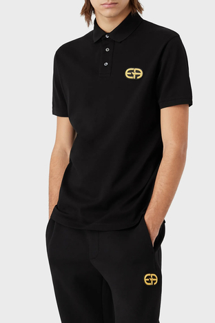 Emporio Armani - Emporio Armani Logo Baskılı Slim Fit Pamuklu Erkek Polo T Shirt 6L1FB9 1JTKZ 0999 SİYAH