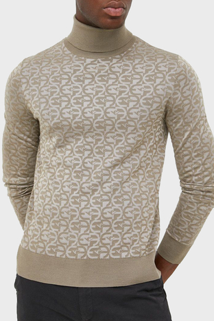 Emporio Armani - Emporio Armani Logolu Balıkçı Yaka Yünlü Slim Fit Erkek Kazak 6L1MX4 1MUZZ F124 YEŞİL