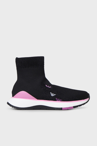 Emporio Armani - Emporio Armani Logolu Bilekli Sneaker Bayan Ayakkabı X3Z056 XN670 S189 SİYAH