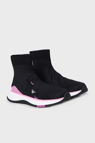 Emporio Armani - Emporio Armani Logolu Bilekli Sneaker Bayan Ayakkabı X3Z056 XN670 S189 SİYAH (1)