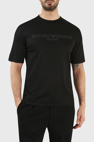Emporio Armani - Emporio Armani Logolu Bisiklet Yaka Regular Fit Erkek T Shirt 3R1TDF 1JUVZ 0999 SİYAH