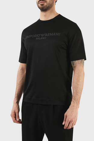 Emporio Armani - Emporio Armani Logolu Bisiklet Yaka Regular Fit Erkek T Shirt 3R1TDF 1JUVZ 0999 SİYAH (1)