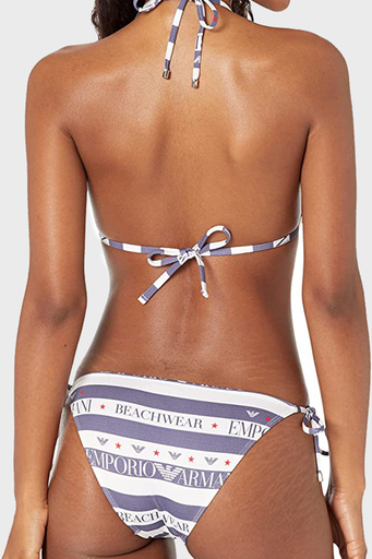Emporio Armani Logolu Boyundan Bağlamalı Üçgen Alt Üst Bayan Bikini S 262185 2R310 25934 BEYAZ-LACİVERT