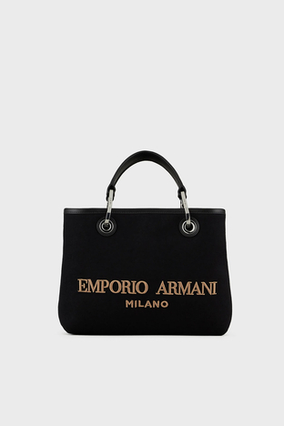 Emporio Armani - Emporio Armani Logolu Çıkarılabilir Uzatma Askılı Bayan Çanta Y3D166 Y333E 85905 SİYAH