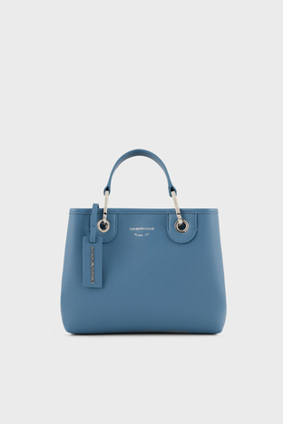 Emporio Armani - Emporio Armani Logolu Çıkartılabilir Omuz Askılı Bayan Çanta Y3D166 YFO5E 80569 MAVİ