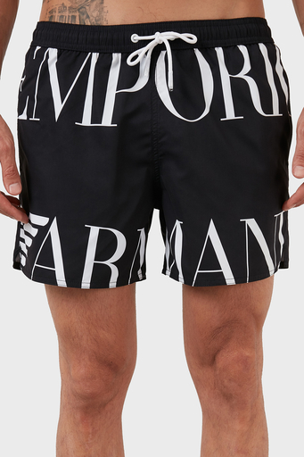 Emporio Armani Logolu Deniz Şortu Regular Fit Belden Bağlamalı Erkek Mayo Short S 211740 2R424 08221 SİYAH-BEYAZ