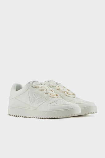 Emporio Armani Logolu Deri Sneaker Erkek Ayakkabı X4X636 XR070 00894 EKRU