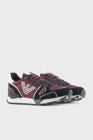 Emporio Armani - Emporio Armani Logolu Hakiki Deri Sneaker Erkek Ayakkabı X4X289 XM499 S145 LACİVERT (1)