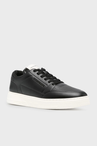 Emporio Armani - Emporio Armani Logolu Hakiki Deri Sneaker Erkek Ayakkabı X4X677 XF805 00002 SİYAH (1)