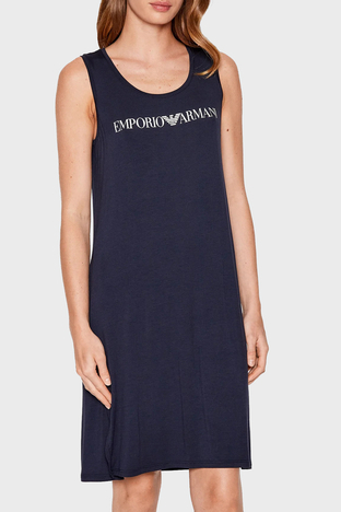 Emporio Armani - Emporio Armani Logolu Kalın Askılı Yırtmaçlı Regular Fit Bayan Elbise S 262498 2R314 00135 LACİVERT (1)
