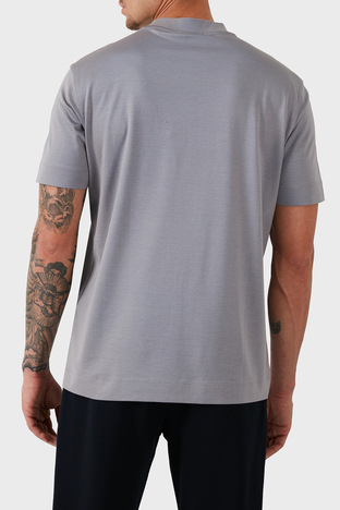 Emporio Armani - Emporio Armani Logolu Pamuklu Regular Fit Bisiklet Yaka Erkek T Shirt 6D1TR3 1JOSZ 0663 GRİ (1)