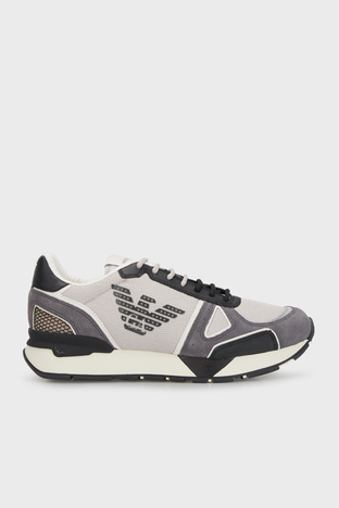 Emporio Armani - Emporio Armani Logolu Sneaker Erkek Ayakkabı X4X289 XM499 S713 BEJ-GRİ