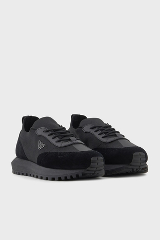 Emporio Armani - Emporio Armani Logolu Sneaker Erkek Ayakkabı X4X659 XR105 K001 SİYAH (1)