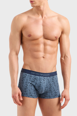 Emporio Armani - Emporio Armani Logolu Streç Pamuklu 3 Pack Erkek Boxer 111625 4F722 75536 Lacivert-Açık Mavi-Lacivert (1)