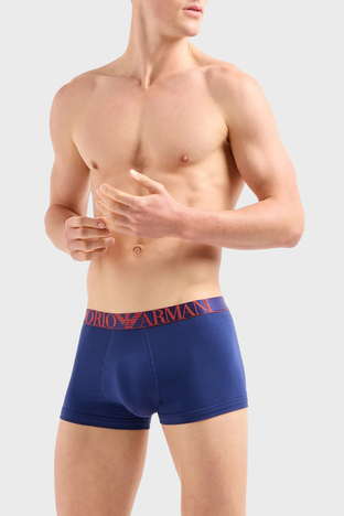 Emporio Armani - Emporio Armani Logolu Streç Pamuklu Erkek Boxer 111357 4F726 25732 Mavi-Lacivert-Turuncu (1)