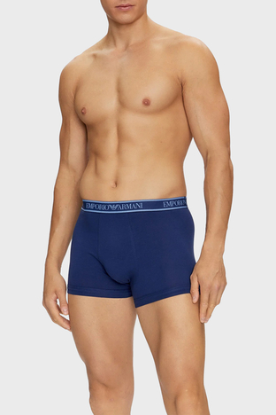 Emporio Armani - Emporio Armani Logolu Streç Pamuklu Erkek Boxer 112130 4F717 75336 Mavi-Siyah-Lacivert (1)