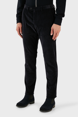 Emporio Armani - Emporio Armani Pamuk Karışımlı İnce Fitilli Normal Bel Regular Fit Erkek Pantolon H41P61 E1619 922 LACİVERT (1)
