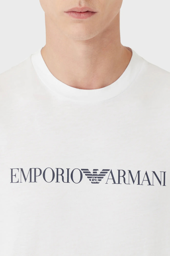 Emporio Armani Pamuklu Baskılı Regular Fit Bisiklet Yaka Erkek T Shirt 8N1TN5 1JPZZ 0146 BEYAZ