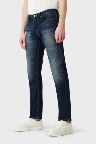 Emporio Armani - Emporio Armani Pamuklu Düşük Bel Düz Paça Slim Fit J75 Jeans Erkek Kot Pantolon 3R1J75 1D0DZ 0941 MAVİ (1)