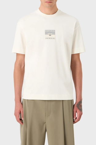 Emporio Armani - Emporio Armani Pamuklu Regular Fit Bisiklet Yaka Erkek T Shirt 6R1TDK 1JWZZ 0128 EKRU