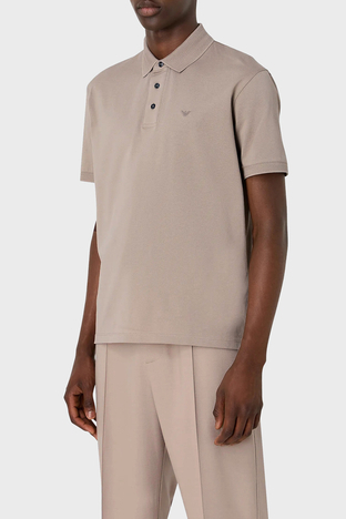 Emporio Armani - Emporio Armani Pamuklu Regular Fit Düğmeli Erkek Polo Yaka T Shirt 3D1FF2 1JTKZ 01M5 BEJ