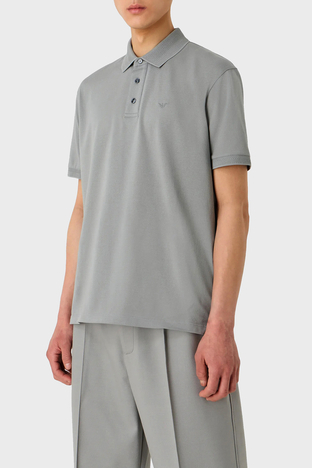 Emporio Armani - Emporio Armani Pamuklu Regular Fit Düğmeli Erkek Polo Yaka T Shirt 3D1FF2 1JTKZ 06G1 GRİ