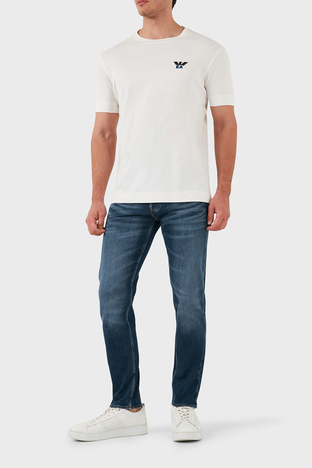 Emporio Armani - Emporio Armani Pamuklu Slim Fit Normal Bel Dar Paça Jeans Erkek Kot Pantolon 6D1J75 1D89Z 0942 LACİVERT (1)