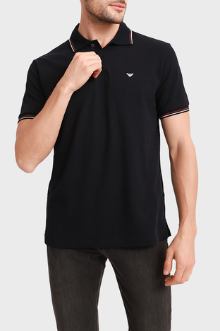 Emporio Armani - Emporio Armani Slim Fit Pamuklu Düğmeli T Shirt Erkek Polo 8N1FB3 1JPTZ 0999 SİYAH