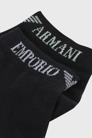 Emporio Armani - Emporio Armani Streç Pamuklu 3 Pack Erkek Çorap 300048 4R254 50620 SİYAH (1)