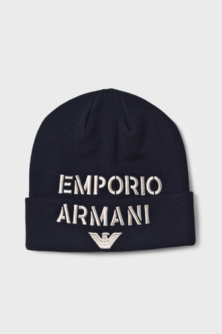 Emporio Armani - Emporio Armani Yünlü Nakışlı Logolu Erkek Bere 627406 3F570 00035 LACİVERT