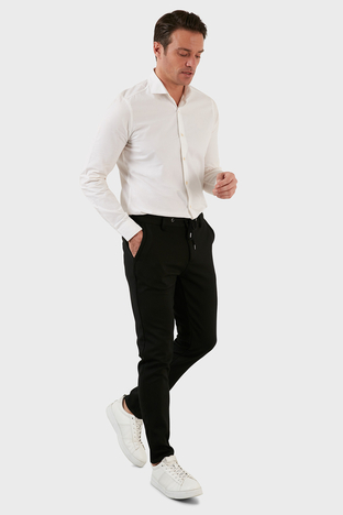 Exxe - Exxe Belden Bağlamalı Normal Bel Slim Fit Erkek Pantolon 630GBK01 SİYAH (1)