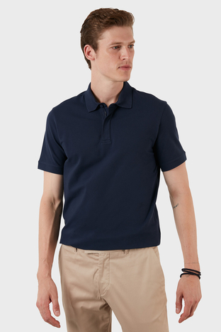 Exxe - Exxe Pamuklu Regular Fit Düğme ve Fermuarlı T Shirt Erkek Polo EX601 İNDİGO (1)