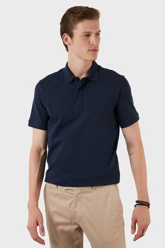 Exxe Pamuklu Regular Fit Düğme ve Fermuarlı T Shirt Erkek Polo EX601 İNDİGO