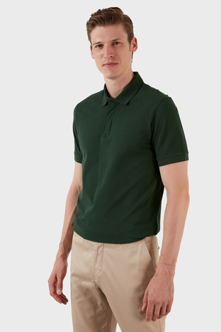 Exxe - Exxe Pamuklu Regular Fit Düğme ve Fermuarlı T Shirt Erkek Polo EX601 YEŞİL (1)