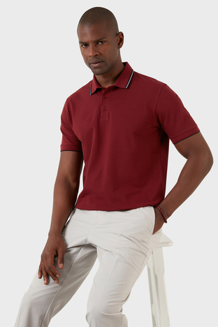 Exxe - Exxe Pamuklu Regular Fit Düğmeli T Shirt Erkek Polo EX661 BORDO