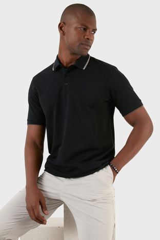Exxe - Exxe Pamuklu Regular Fit Düğmeli T Shirt Erkek Polo EX661 SİYAH