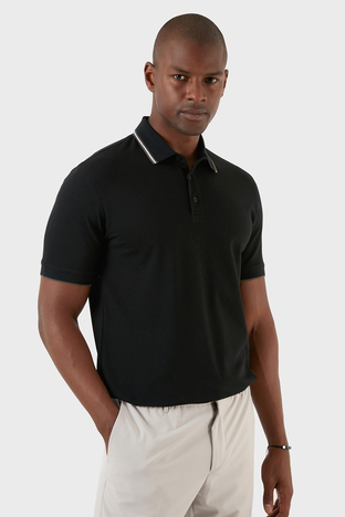 Exxe - Exxe Pamuklu Regular Fit Düğmeli T Shirt Erkek Polo EX661 SİYAH (1)