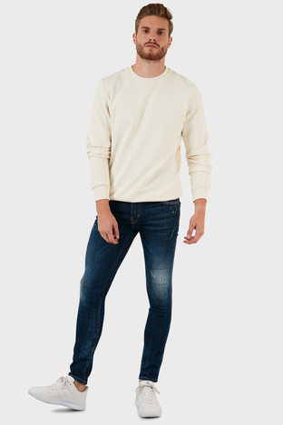 Exxe - Exxe Pamuklu Yırtık Detaylı Normal Bel Skinny Fit Jeans Erkek Kot Pantolon 629DSK003 MAVİ