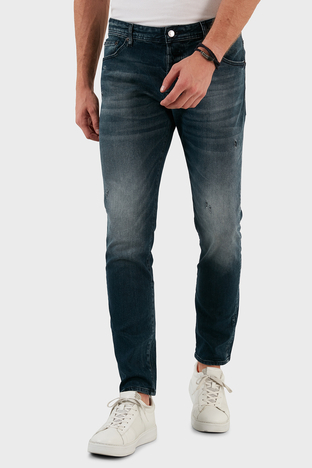 Exxe - Exxe Pamuklu Yırtık Detaylı Normal Bel Slim Fit Jeans Erkek Kot Pantolon 629DSK004 LACİVERT (1)