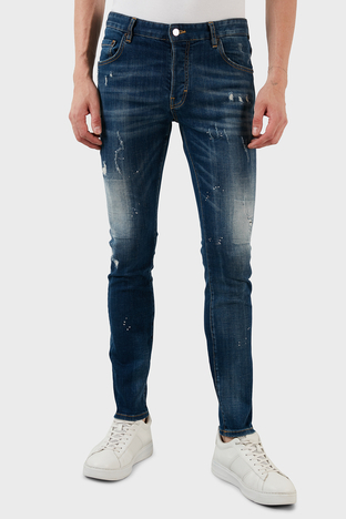 Exxe - Exxe Yüksek Bel Slim Fit Dar Paça Pamuklu Jeans Erkek Kot Pantolon 629DSK001 MAVİ (1)