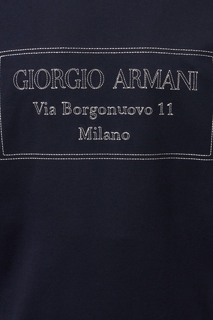 Giorgio Armani - Giorgio Armani Pamuklu Bisiklet Yaka Erkek T Shirt 6RSM53 SJPBZ UBWF LACİVERT (1)