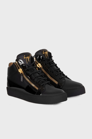 Giuseppe Zanotti - Giuseppe Zanotti Logolu Deri Sneaker Erkek Ayakkabı RU00011-003 SİYAH (1)