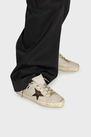 Golden Goose - Golden Goose Logolu Hakiki Deri Sneaker Bayan Ayakkabı GWF00101.F006197.70311 GRİ (1)