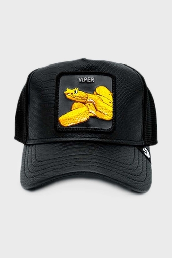 Goorin Bross Night Viper File Detaylı Deri Görünümlü Animal Desenli Unisex Şapka 1010823 SİYAH